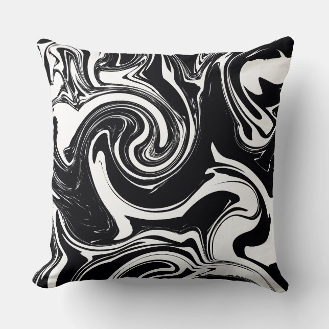 Black and white wet paint scroll aesthetic cushion (Front)