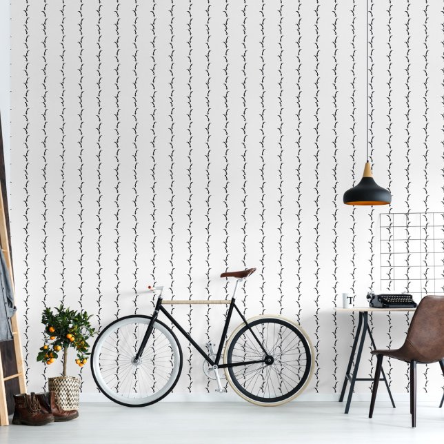 Black and White Wheat Grass Striped Wallpaper (Creator Uploaded)