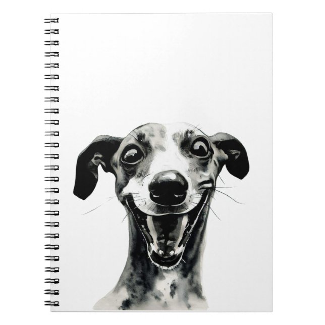 Black and white Whippet | Cute Greyhound Notebook (Front)