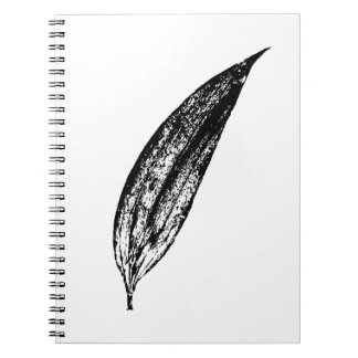 Black and White White Lily Leaf Print Notebook