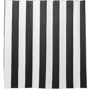 Black and White Wide Cabana Stripe Shower Curtain