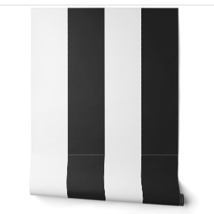 Black and White Wide Cabana Stripe Wallpaper