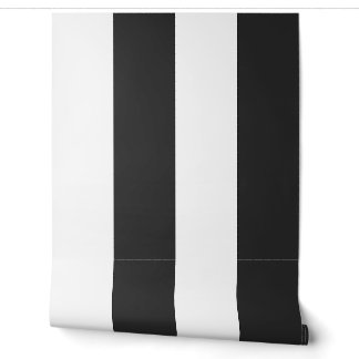 Black and White Wide Cabana Stripe Wallpaper