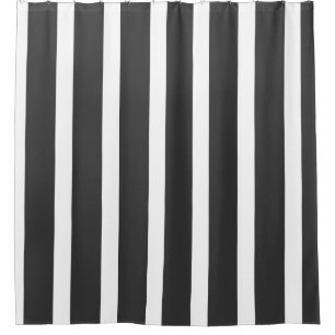 Black and White Wide Stripe Shower Curtain