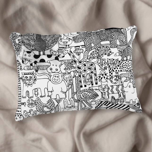 Black and White Wild Animals Fun Modern Art Decorative Cushion (Creator Uploaded)