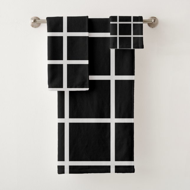 Black and White Window Pane  Bath Towel Set (Insitu)