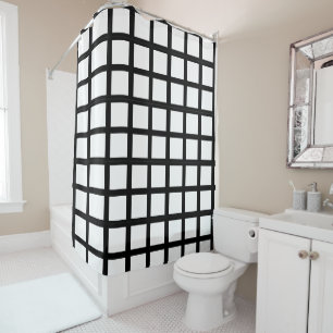 Black and White Window Pane Shower Curtain