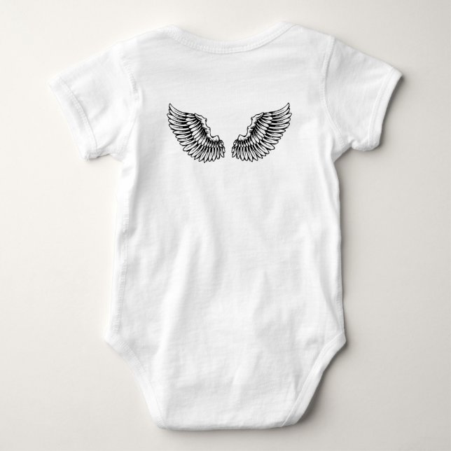 Black and White Wings Baby Bodysuit (Back)