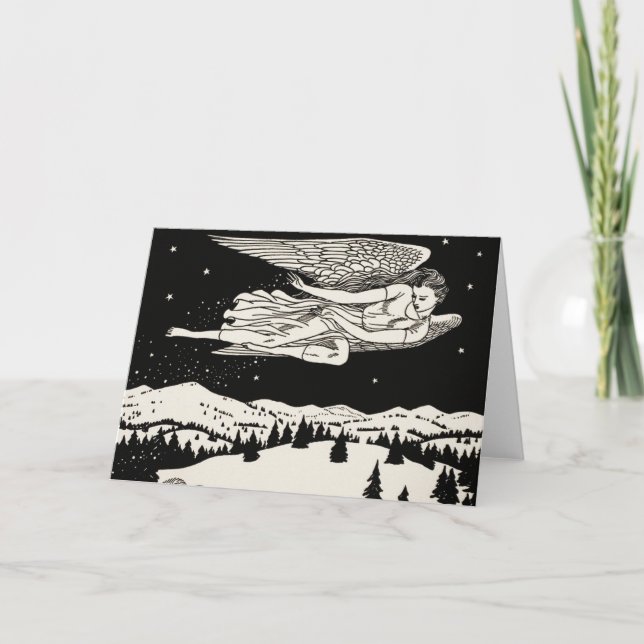 Black and White Winter Mountain Art Card (Front)