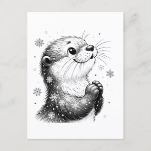 Black and White Winter Otter Postcard