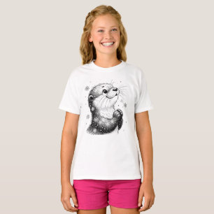 Black and White Winter Otter T-Shirt