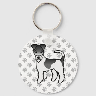 Black And White Wire Fox Terrier Cute Cartoon Dog Key Ring