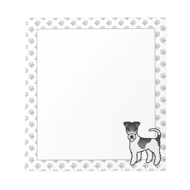 Black And White Wire Fox Terrier Cute Cartoon Dog Notepad (Front)