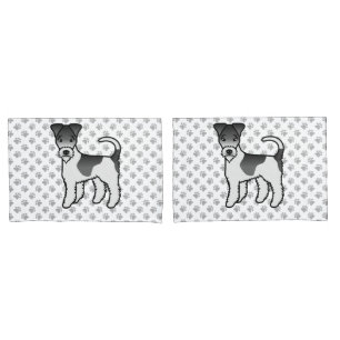 Black And White Wire Fox Terrier Cute Cartoon Dog Pillowcase