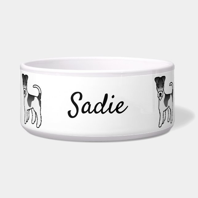 Black And White Wire Fox Terrier Cute Dog & Name (Front)