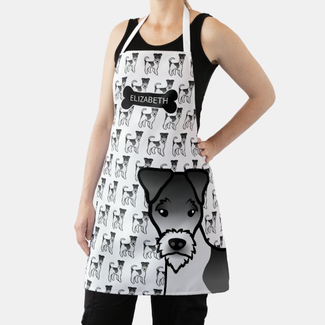 Black And White Wire Fox Terrier Cute Dog & Name Apron (Insitu)