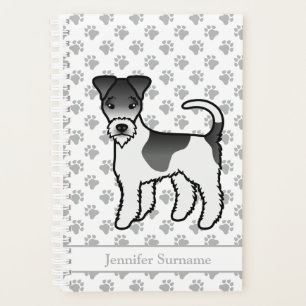 Black And White Wire Fox Terrier Cute Dog & Name Planner
