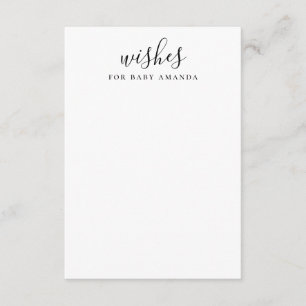 Black and white Wishes for baby. Simple advice Enc Enclosure Card