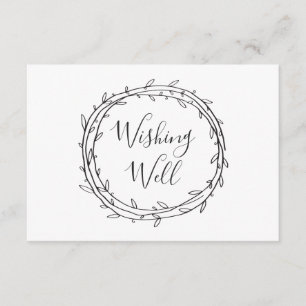 Black and white wishing well. Botanical wedding Enclosure Card