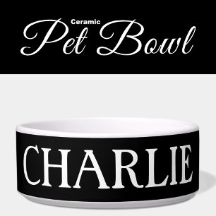 Black and white with a name cat or dog bowl
