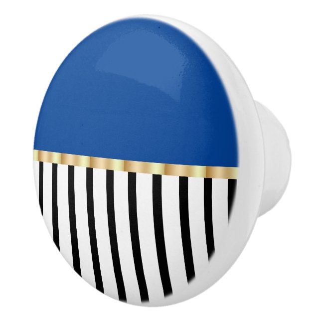 Black And White With A Pop Of Blue Ceramic Pull (Right)