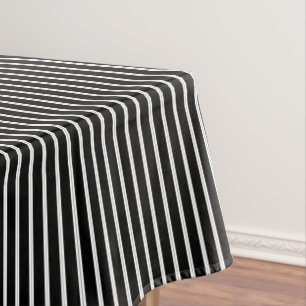 black and white with black pinstripes tablecloth