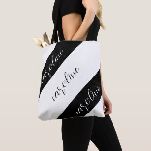 Black and White with Chic Thick Slashes Tote Bag