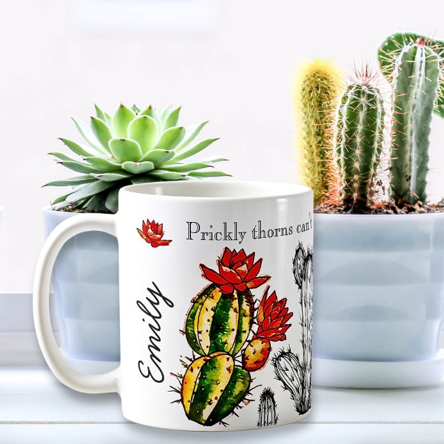 Black and White with Colourful Cactus Inspirationa Coffee Mug (Creator Uploaded)
