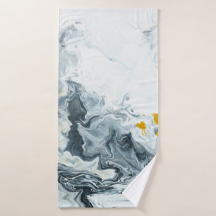 Black and white with gold marble abstract hand pai bath towel
