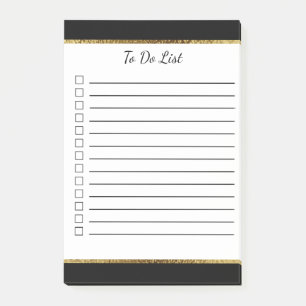 Black and White with Gold Trim To Do List Post-it Notes