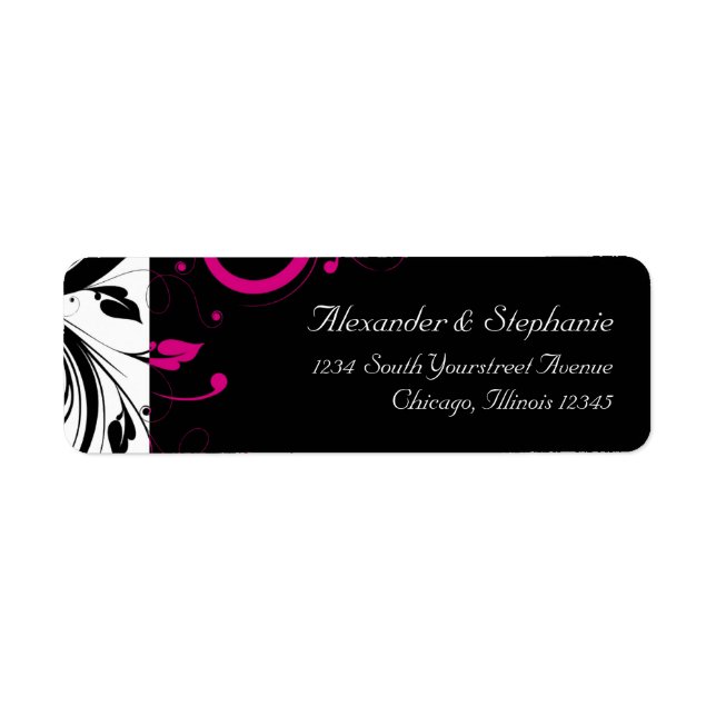 Black and White with Magenta Swirl Accent (Front)