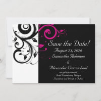 Black and White with Magenta Swirl Accent