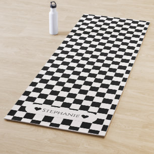 Black and White with Name Yoga Mat