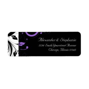 Black and White with Purple Swirl Accent