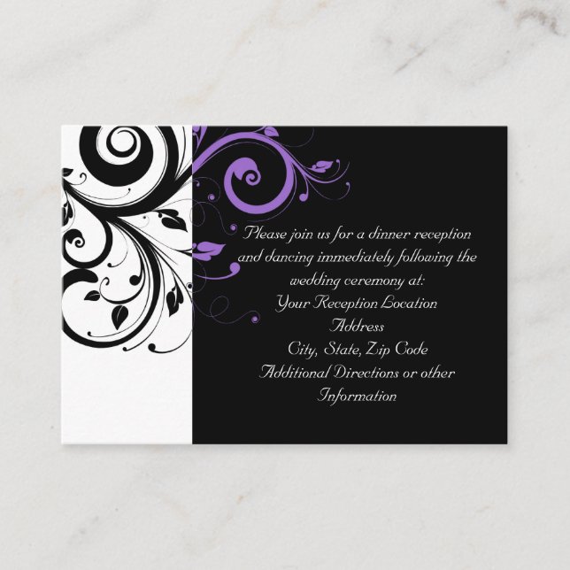 Black and White with Purple Swirl Accent Enclosure Card (Front)