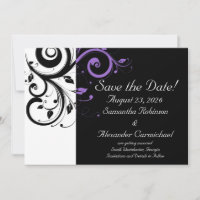 Black and White with Purple Swirl Accent