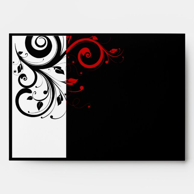 Black and White with Red Reverse Swirl Envelopes (Front)
