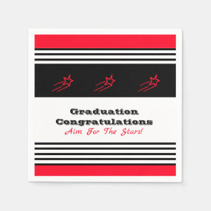 Black And White With Red Stars Paper Napkin