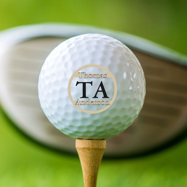 Black and White with Sand, Initials and Names Golf Balls (Creator Uploaded)