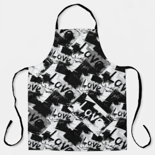 Black and white with spots pattern of love apron