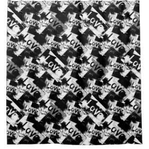 Black and white with spots pattern of love shower curtain