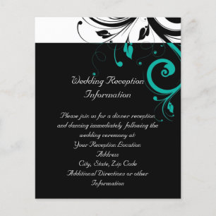 Black and White with Teal Reverse Swirl