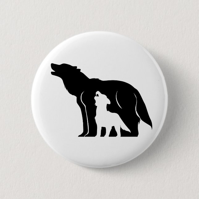 Black and White Wolves 6 Cm Round Badge (Front)