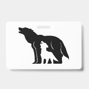 Black and White Wolves ID Badge