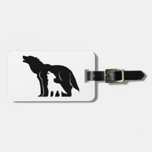 Black and White Wolves Luggage Tag