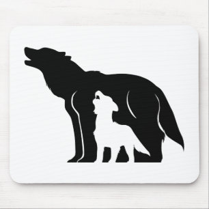 Black and White Wolves Mouse Pad