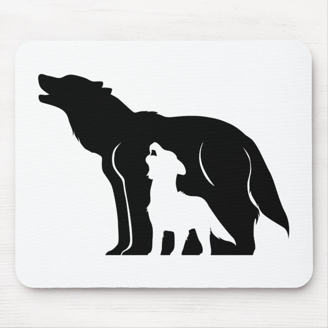 Black and White Wolves Mouse Pad (Front)