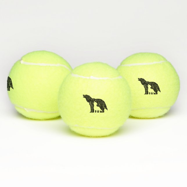 Black and White Wolves Tennis Balls (Multi)