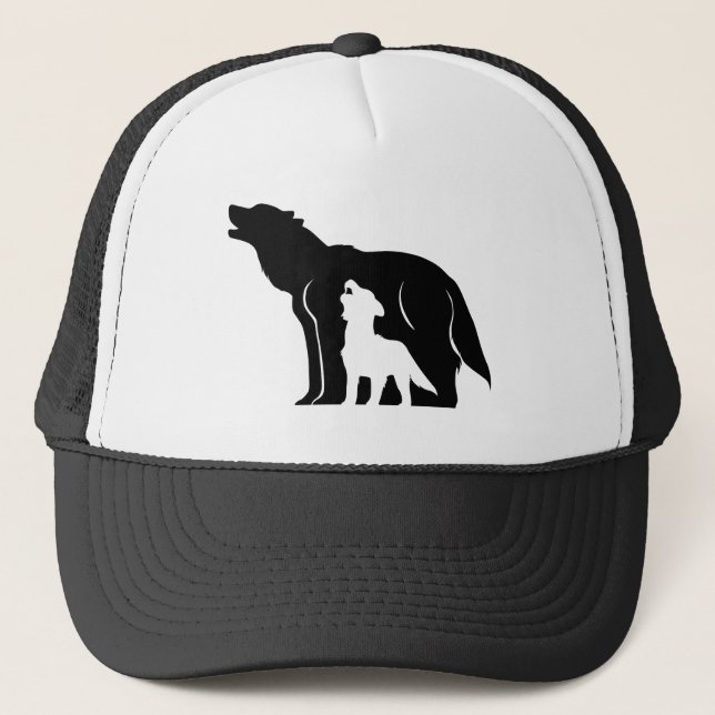 Black and White Wolves Trucker Hat (Front)