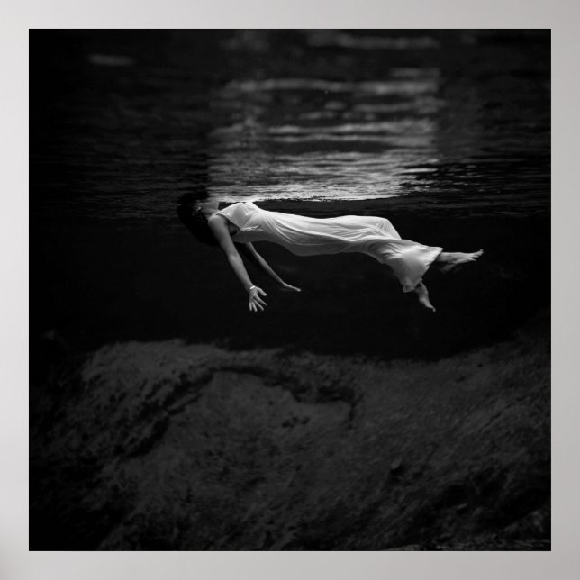 Black and White Woman in the Water Photograph Poster (Front)